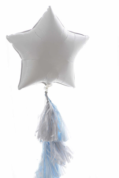 White Star Foil Balloon 20 with tassel tail