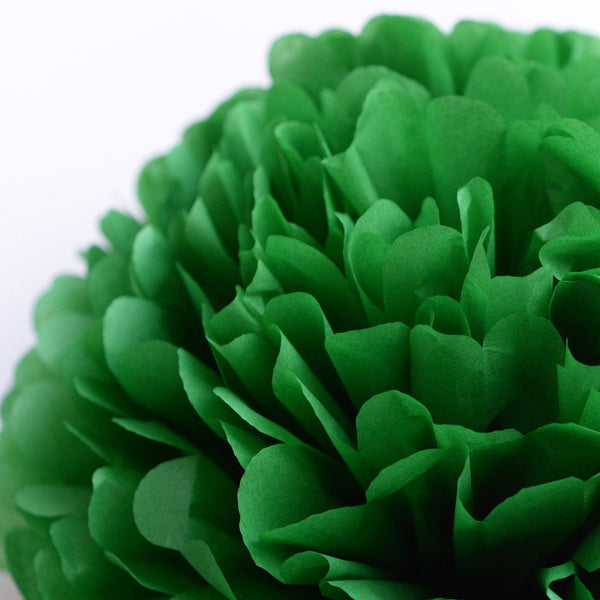 10' Kelly Green Tissue Pom Poms