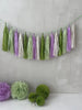 physical Green and lilac Paper Tassel Garland finge bunting Birthday garland paper decorations Fringe garland baby shower bridal shower balloon tail Decopompoms