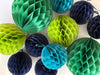 physical Green, navy blue, peacock  paper Honeycomb Balls Set of 6  Hanging Paper Decorations wedding birthday Graduation party decor Decopompoms