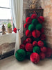 physical Holiday green and deep red  paper honeycomb balls party decorations set Christmas decorations home decor wedding baby shower office decor Decopompoms