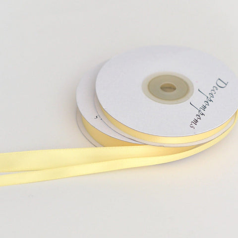 Ribbon Light Yellow double sided satin ribbon roll - 25m decopompoms