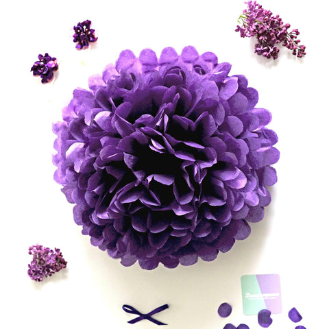 Large size purple tissue paper pom pom - Decopompoms