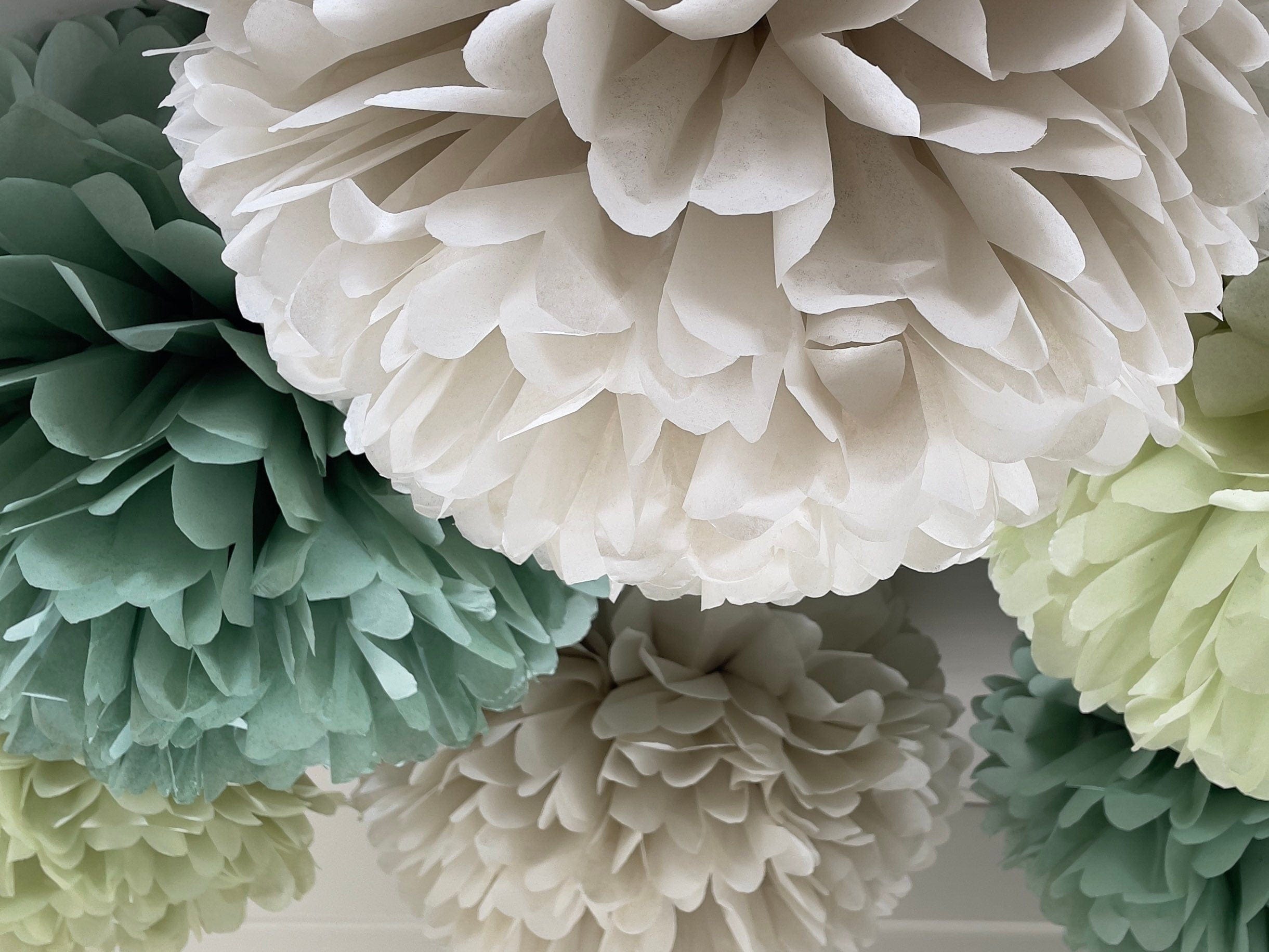 Sage Green Tissue Paper Pom Poms Party Decorations White - Temu