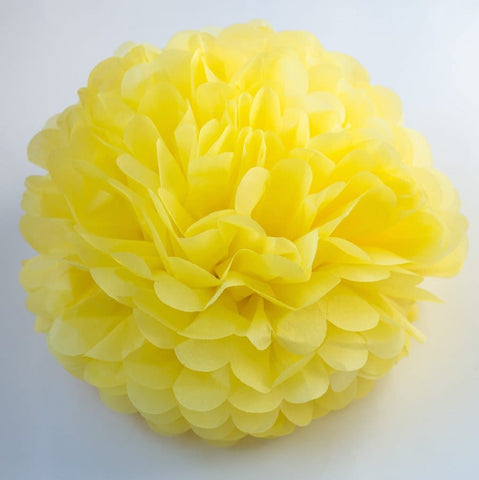 Aimto 12pcs Yellow Paper Pom Poms Decorations for Party Ceiling Wall Hanging Tissue Flowers Decorations - 1 Color of 12 inch, 10 inch